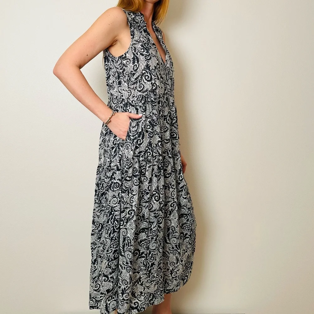 Maeve by Anthropologie Marya Tiered Boho Floral Paisley Lightweight Maxi Dress